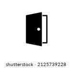 Door Vector, Open door, black door, White background, Door icon