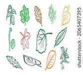 leaf art illustration color set 