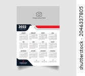 one page wall calendar design... | Shutterstock .eps vector #2046337805