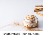 Cinnamon roll on white background