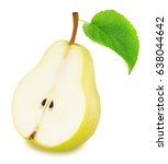 Half of ripe yellow pear with...