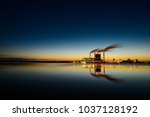 Power station at sunset in Konin Lake - Poland, Europe Titanic