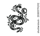 mystical snake silhouette.... | Shutterstock .eps vector #2030579192