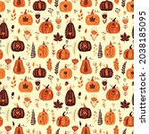 autumn seamless pattern with... | Shutterstock .eps vector #2038185095