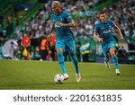 Small photo of Lisbon, Portugal - 09 13 2022: UEFA Champions League game between Sporting CP and Tottenham Hotspur F.C; Richarlison runs with the ball