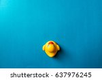 Yellow Rubber Duck On Blue...