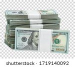 New design US 100 American dollar bundles on isolated  background. Including clipping path	