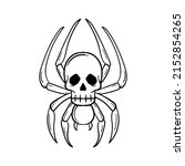hand drawn skull spider vintage ... | Shutterstock .eps vector #2152854265