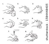 hand washing instructions black ... | Shutterstock .eps vector #1584448405