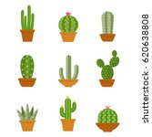 Cactus Icons In A Flat Style On ...