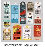 baggage tag set  checks or... | Shutterstock .eps vector #651785518