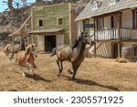 Small photo of Gran Canaria - April 2023: Sioux City Wild West-themed park is place where visitors can witness the sight of wild horses galloping freely. Offers wide variety of shows and activities for its visitors.