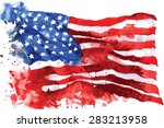 Flag Of America  Hand Drawn...