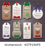 set of vintage tags with silk... | Shutterstock .eps vector #437915695