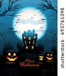 halloween haunted house... | Shutterstock .eps vector #693761398