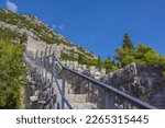 The stairs on the wall of Ston, a means to climb the steep hill