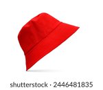 Red bucket hat isolated on a...