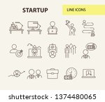 startup line icon set. rocket ... | Shutterstock .eps vector #1374480065