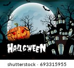 halloween pumpkins and dark... | Shutterstock .eps vector #693315955