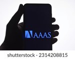 Small photo of Selective focus of the American Association for the Advancement of Science (AAAS) logo on a smartphone stock image. AAAS aims to advance science and innovation: Dhaka, Bangladesh- April 30, 2023