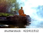 Monk in Buddhism Meditation in nature 