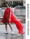 Small photo of Paris, France - March 04, 2019: Street style outfit - Aimee Song after a fashion show during Paris Fashion Week - PFWFW19