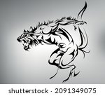 sketch tribal tattoo werewolf.... | Shutterstock .eps vector #2091349075