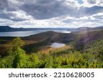 Far East of Russia, Mgadan region, Susuman district, Malyk lake.A beautiful mountain lake named Malyk in the north of the Far East is five hundred kilometers from the city of Magadan..
