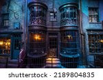 Small photo of London, UK - 10 June 2022: Exterior of Ollivander's Wand Shop ot Diagon Alley, Warner Bros - Harry Potter Studio, London