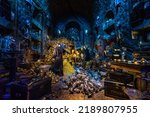 Small photo of London, UK - 10 June 2022: The Lestrange Vault filled with treasures in Gringotts Wizarding Bank on Diagon Alley, Harry Potter Studio London; Treasure chamber wallpaper