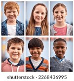 Small photo of Happy chappies. Composite shot of elementary school kids.
