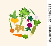 set of vegetables in a circle.... | Shutterstock .eps vector #2149867195