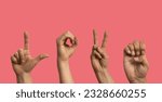 Small photo of sign language with hands. Hand sign language background. International Day of Sign Languages. September 23. Hand gestures. hearing impairment. languages that use visual manual modality. deaf signs.