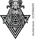 gothic sign with ram skull ... | Shutterstock .eps vector #2155586055