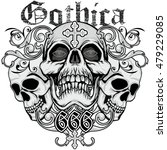 gothic coat of arms with skull  ... | Shutterstock .eps vector #479229085