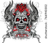 gothic coat of arms with skull  ... | Shutterstock .eps vector #766940302