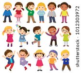 happy kids cartoon collection.... | Shutterstock .eps vector #1012303972