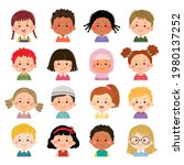 set of kids faces  avatars ... | Shutterstock .eps vector #1980137252