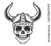 vintage skull in the viking... | Shutterstock .eps vector #1692869545