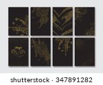 set of the blank gold glitter... | Shutterstock .eps vector #347891282