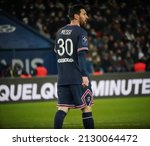 Small photo of Lionel Messi of Paris during the French Ligue 1 football championship match between Paris Saint Germain and Saint Etienne on February 27, 2022 at Parc des Princes stadium in Paris.
