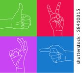 color set of hand gestures. | Shutterstock . vector #38410315
