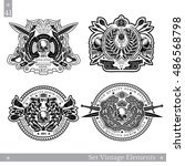 vintage emblems with skull in... | Shutterstock .eps vector #486568798