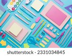 Flat lay with colorful school...