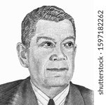 Small photo of Juan Manuel Galvez D. - founder of the state, Portrait from Honduras 50 Lempiras 2003 Banknotes.