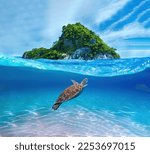 Digital art of a sea turtle...