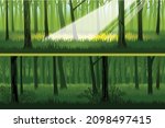 day and night forest. set of... | Shutterstock .eps vector #2098497415