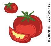 tomato. whol   sli e and icon... | Shutterstock .eps vector #2107397468