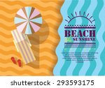 summer beach in flat design ... | Shutterstock .eps vector #293593175
