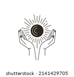 woman hand logo with star  moon ... | Shutterstock .eps vector #2141429705